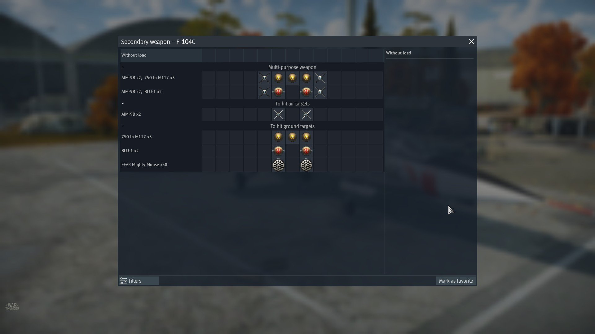 F104C Missing x4 Aim9 Sidewinder loadout Already Reported & Resolved