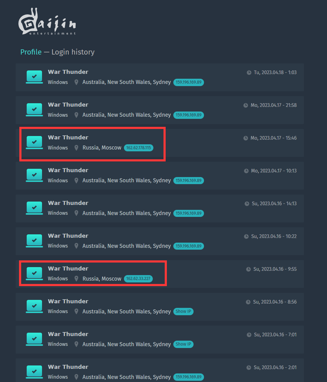My Gaijin Store was used when no one was logged in - Gaijin.net Store ...